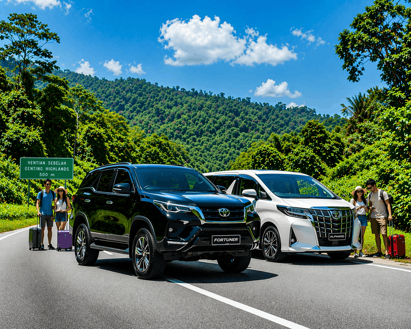 SUV and MPV fleet — Toyota Fortuner and Toyota Alphard at AlpineRide